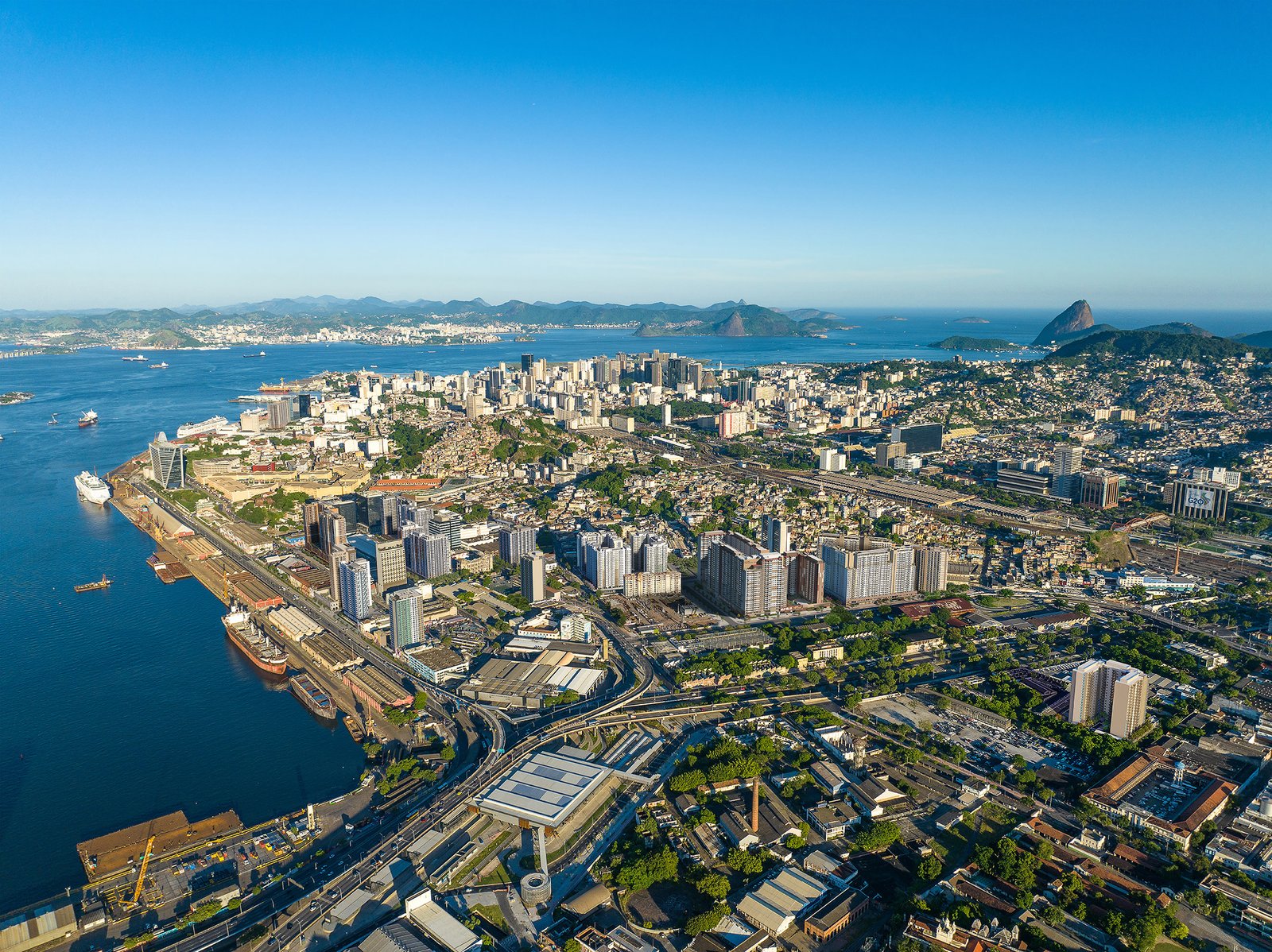 Porto Maravilha — Vista aérea da Baía de Guanabara